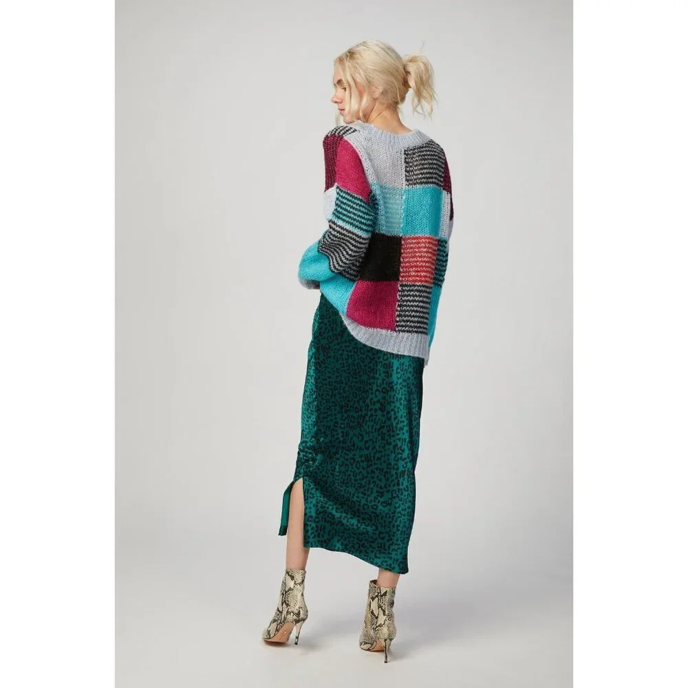 Cami NYC Jessica Leopard Print Silk Satin Midi Pencil Skirt Size S In Green - Picture 3 of 14